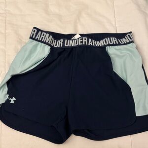 Under Armour Women's Teal and Navy Athletic Shorts - size small